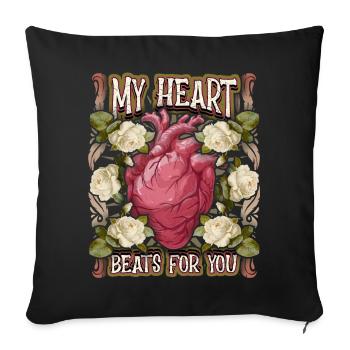 Cœur anatomique, dicton vintage de la Saint-Valentin - Housse de coussin décorative 45 x 45 cm - noir - Devant