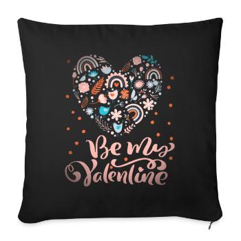 Be-My-Valentine Dicton Saint-Valentin avec arc-en-ciel - Housse de coussin décorative 45 x 45 cm - noir - Devant