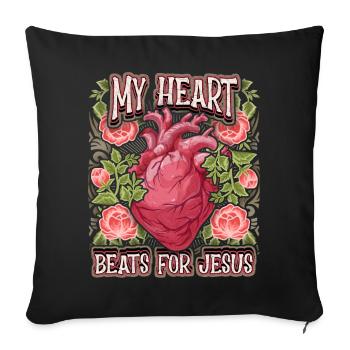 Anatomical heart, Jesus Christ saying, vintage - Sofa pillowcase 17,3'' x 17,3'' (45 x 45 cm) - black - Front