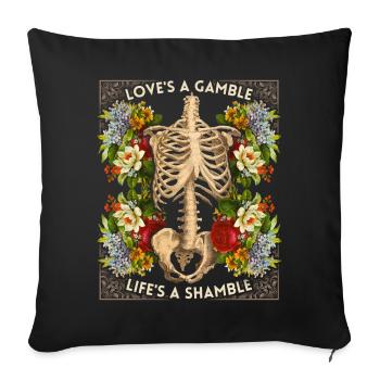 Biker design skeleton vintage roses funny saying - Sofa pillowcase 17,3'' x 17,3'' (45 x 45 cm) - black - Front