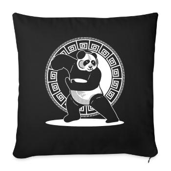 Panda artiste martial asiatique - Housse de coussin décorative 45 x 45 cm - noir - Devant