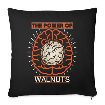 Noix, cerveau, cerveau nourriture drôle de dicton - Housse de coussin décorative 45 x 45 cm - noir - Devant