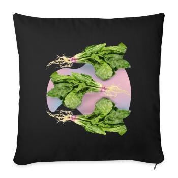 Spinat, frischer Spinat-Spinach Blattspinat - Sofakissenbezug 45 x 45 cm - Schwarz - Vorne