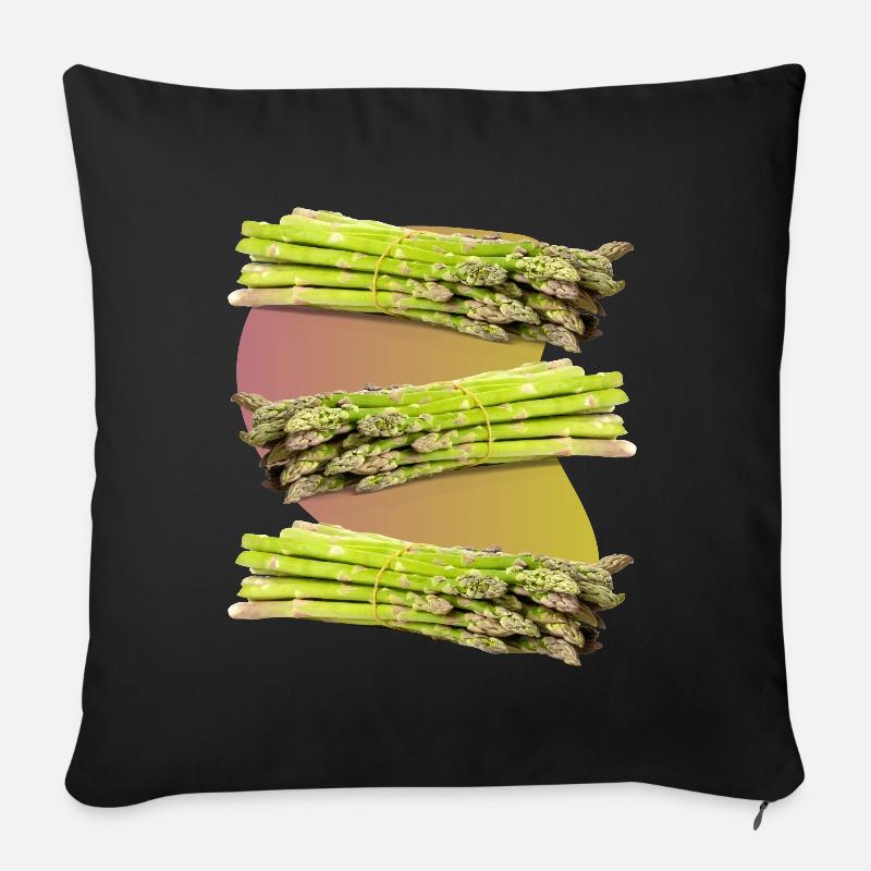 Spargel, grüner Spargel - Sofakissenbezug 45 x 45 cm - Schwarz
