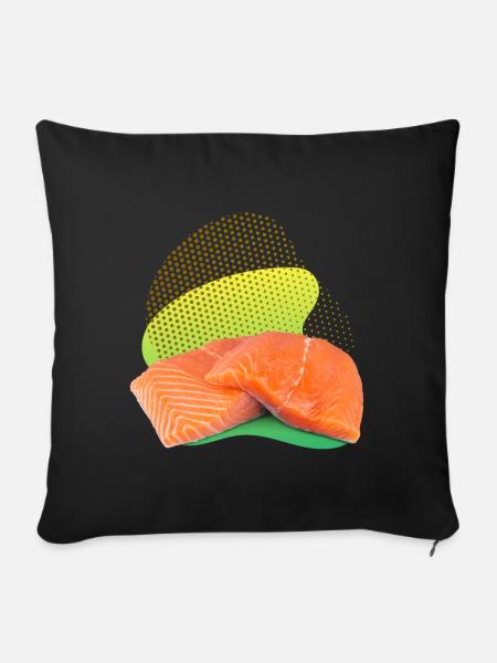 Lachs, Salmon, Lachs-Steak, Räucherlachs - Sofakissenbezug 45 x 45 cm - Schwarz