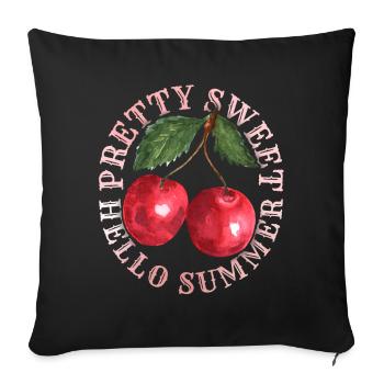 Cherry, Cherry-Fruit Cherry-Cherry Summer Saying - Sofa pillowcase 17,3'' x 17,3'' (45 x 45 cm) - black - Front
