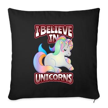 Unicorn, Kawaii Unicorns, funny saying - Sofa pillowcase 17,3'' x 17,3'' (45 x 45 cm) - black - Front