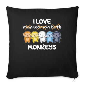 Aroace Flag Pride LGBTQ Cute Monkey - Sofa pillowcase 17,3'' x 17,3'' (45 x 45 cm) - black - Front