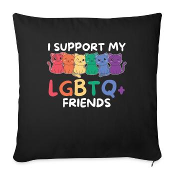 Rainbow Flag Gay Pride LGBTQ Katze - Sofakissenbezug 45 x 45 cm - Schwarz - Vorne