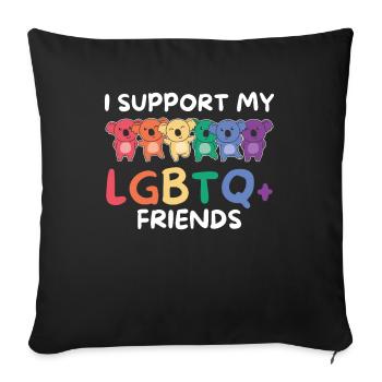Drapeau arc-en-ciel Gay Pride LGBTQ Koala - Housse de coussin décorative 45 x 45 cm - noir - Devant