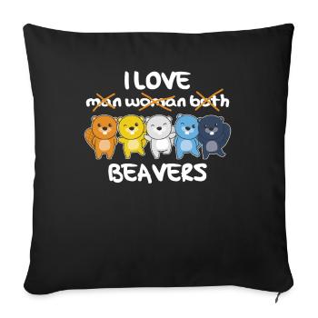 Aroace Flag Pride LGBTQ cute beaver - Sofa pillowcase 17,3'' x 17,3'' (45 x 45 cm) - black - Front