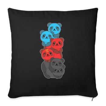 Polyamory Flag Gay Pride LGBTQ Panda Turm - Sofakissenbezug 45 x 45 cm - Schwarz - Vorne