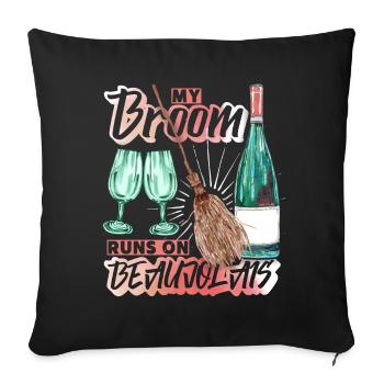 Vin rouge drôle de dicton, Vin rouge Beaujolais - Housse de coussin décorative 45 x 45 cm - noir - Devant