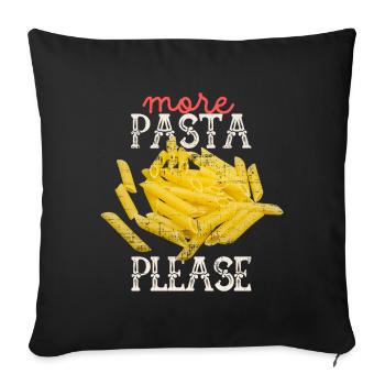 Pâtes, spaghetti aux macaronis drôle de dicton - Housse de coussin décorative 45 x 45 cm - noir - Devant