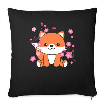 Fox cute animals for kids kawaii - Sofa pillowcase 17,3'' x 17,3'' (45 x 45 cm) - black - Front