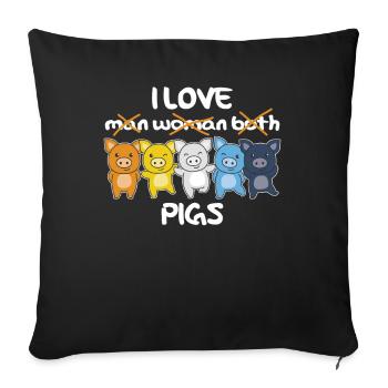 Aroace Flag Pride LGBTQ cute pig - Sofa pillowcase 17,3'' x 17,3'' (45 x 45 cm) - black - Front