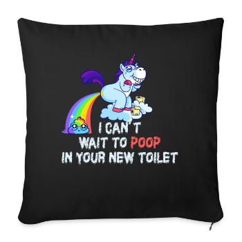 J’ai hâte de faire caca dans tes nouvelles toilettes - Housse de coussin décorative 45 x 45 cm - noir - Devant