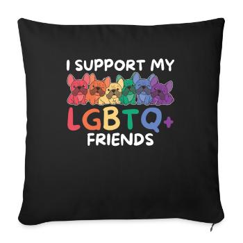 Rainbow Flag Gay Pride LGBTQ French Bulldog - Sofa pillowcase 17,3'' x 17,3'' (45 x 45 cm) - black - Front