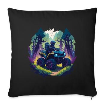 Offroad Quad Race Forest Cartoon Illustration - Sofa pillowcase 17,3'' x 17,3'' (45 x 45 cm) - black - Front