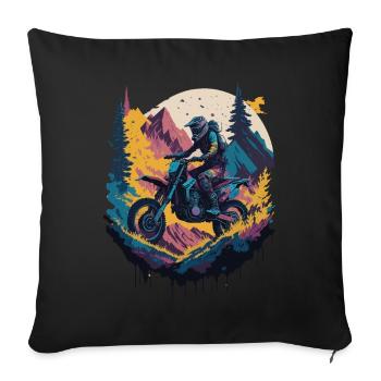 Motocross Biker Rennen Dirt Bike Motorrad Offroad - Sofakissenbezug 45 x 45 cm - Schwarz - Vorne
