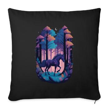 Magic horse in gloomy magical forest - Sofa pillowcase 17,3'' x 17,3'' (45 x 45 cm) - black - Front