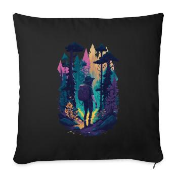 Forest Hiking Nature Hiking Design Illustration - Sofa pillowcase 17,3'' x 17,3'' (45 x 45 cm) - black - Front