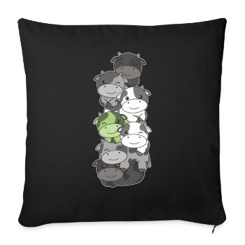 Agender Flag Pride LGBTQ Cute Cow Stack - Sofa pillowcase 17,3'' x 17,3'' (45 x 45 cm) - black - Front