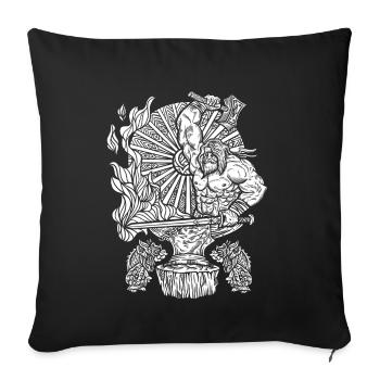 Marteau et épée de forgeron viking - Housse de coussin décorative 45 x 45 cm - noir - Devant