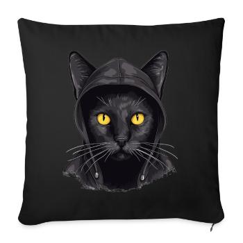 Katzenkopf Schwarze Katze Bombay Happy Cat Katzen - Sofakissenbezug 45 x 45 cm - Schwarz - Vorne
