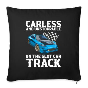 Devis Slot Car Racetrack pour Vintage Track Slot - Housse de coussin décorative 45 x 45 cm - noir - Devant