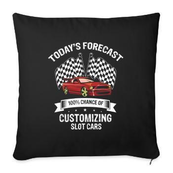 Vintage Track Slot Saying for Toy Car Racing - Sofa pillowcase 17,3'' x 17,3'' (45 x 45 cm) - black - Front