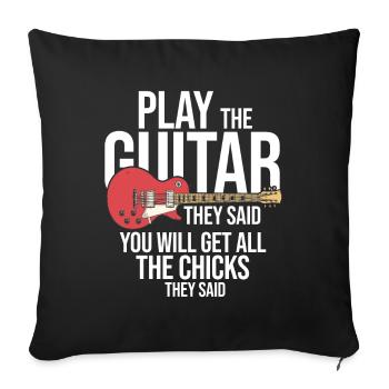 Akustik Spruch Für E-Gitarre Konzert Gitarre - Sofakissenbezug 45 x 45 cm - Schwarz - Vorne
