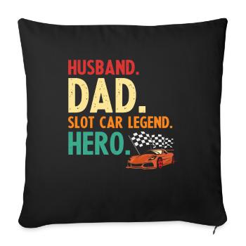 Vintage Track Slot Saying for Toy Car Racing - Sofa pillowcase 17,3'' x 17,3'' (45 x 45 cm) - black - Front