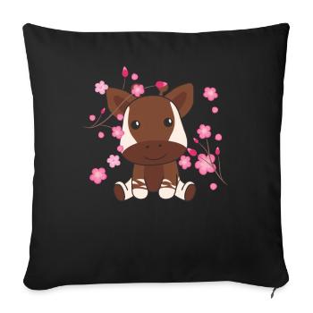 Okapi cute animals for kids kawaii - Sofa pillowcase 17,3'' x 17,3'' (45 x 45 cm) - black - Front
