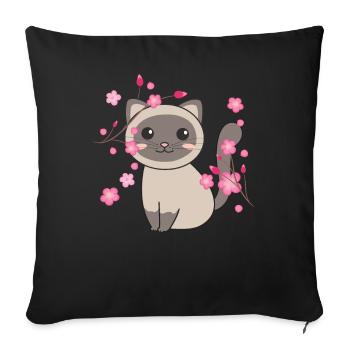 Chat animaux mignons pour enfants kawaii - Housse de coussin décorative 45 x 45 cm - noir - Devant