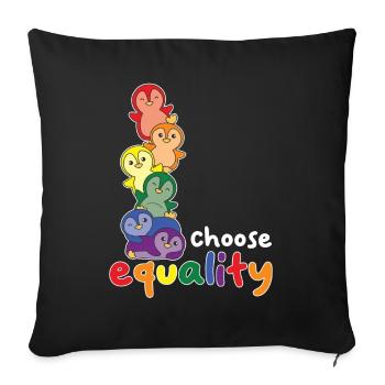 Rainbow Flag Gay Pride LGBTQ Pinguin süßer Pinguin - Sofakissenbezug 45 x 45 cm - Schwarz - Vorne