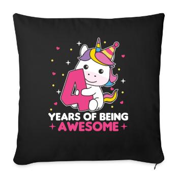 Licorne pour les enfants de 4 ans de quatre ans - Housse de coussin décorative 45 x 45 cm - noir - Devant