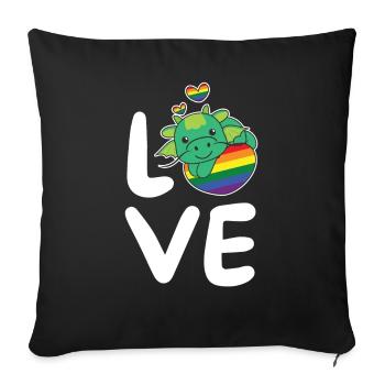 Regenbogen Flag Pride LGBTQ süßer Drache Love - Sofakissenbezug 45 x 45 cm - Schwarz - Vorne
