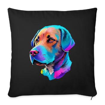 Colorful Labrador Dog Illustration Dog Love - Sofa pillowcase 17,3'' x 17,3'' (45 x 45 cm) - black - Front