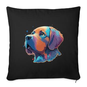 Süßer Cartoon Hund Labrador Welpe Kunstvoll - Sofakissenbezug 45 x 45 cm - Schwarz - Vorne