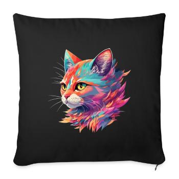 Stunning cat cat illustration in pastel - Sofa pillowcase 17,3'' x 17,3'' (45 x 45 cm) - black - Front
