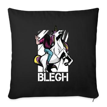 Blegh Lustiges Metalcore Einhorn Deathcore - Sofakissenbezug 45 x 45 cm - Schwarz - Vorne