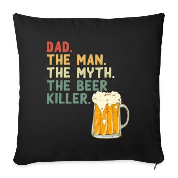 Lustiger Vater Spruch Bier Biervernichtender Dad - Sofakissenbezug 45 x 45 cm - Schwarz - Vorne