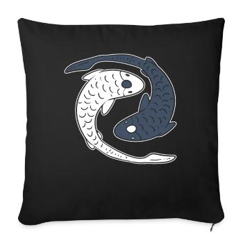 Yin Yang Koi Propriétaire de poisson - Housse de coussin décorative 45 x 45 cm - noir - Devant