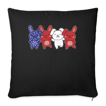 Bunny for the Fourth of July USA Flag Bunny - Sofa pillowcase 17,3'' x 17,3'' (45 x 45 cm) - black - Front