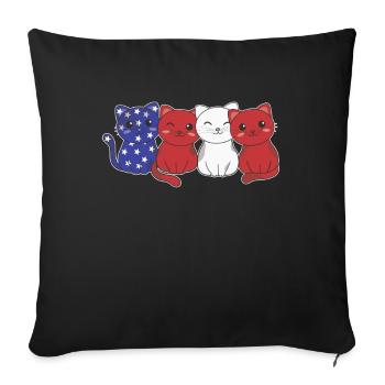 Cat for the Fourth of July USA Flag Cats - Sofa pillowcase 17,3'' x 17,3'' (45 x 45 cm) - black - Front