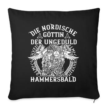 Nordische Wikinger Göttin der Ungeduld Hammersbald - Sofakissenbezug 45 x 45 cm - Schwarz - Vorne