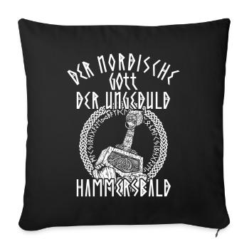 Lustiges Wikinger nordischer Gott Hammersbald - Sofakissenbezug 45 x 45 cm - Schwarz - Vorne