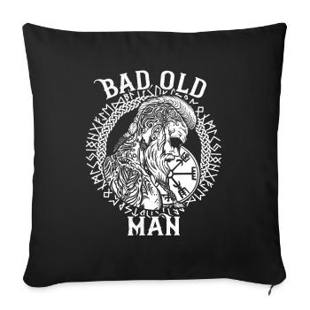 Drôle de dicton viking avec des runes - Bad Old Man - Housse de coussin décorative 45 x 45 cm - noir - Devant