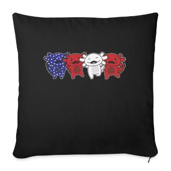 Axolotl for the Fourth of July USA flag Axolotls - Sofa pillowcase 17,3'' x 17,3'' (45 x 45 cm) - black - Front